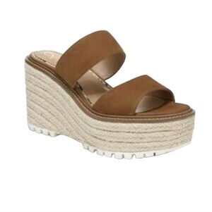 Sam Edelman Luca Tan Suede Platform Wedges with Espadrille Sole - 8M